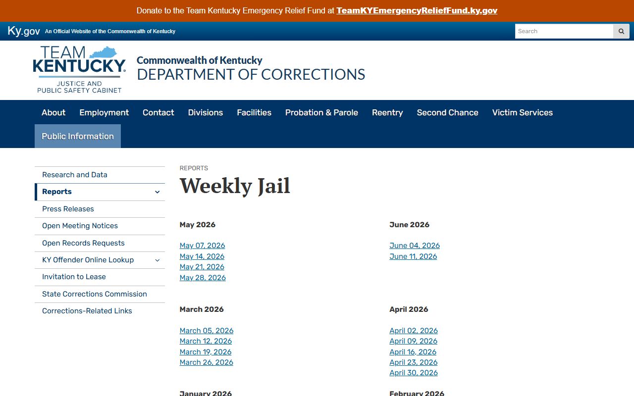 Fulton County inmate population weekly jail report index
